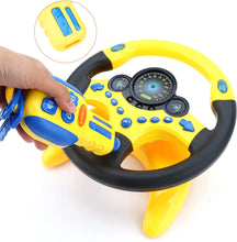 Load image into Gallery viewer, Steering Wheel for Car Backseat Pretend Driving Simulated Driving Steering Wheel Toy Light and Music Educational Gifts for Kids- Yellow