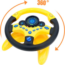 Load image into Gallery viewer, Steering Wheel for Car Backseat Pretend Driving Simulated Driving Steering Wheel Toy Light and Music Educational Gifts for Kids- Yellow