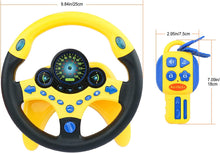Load image into Gallery viewer, Steering Wheel for Car Backseat Pretend Driving Simulated Driving Steering Wheel Toy Light and Music Educational Gifts for Kids- Yellow