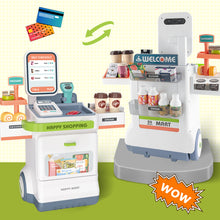 Load image into Gallery viewer, 47PCS Simulation Cash Register Toy Pretend Supermarket Cart Shopping Toys Grocery Store Food Accessories Christmas Birthday Gift