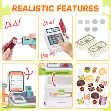 Load image into Gallery viewer, 47PCS Simulation Cash Register Toy Pretend Supermarket Cart Shopping Toys Grocery Store Food Accessories Christmas Birthday Gift