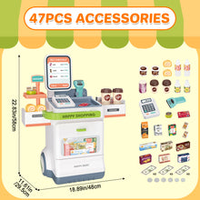 Load image into Gallery viewer, 47PCS Simulation Cash Register Toy Pretend Supermarket Cart Shopping Toys Grocery Store Food Accessories Christmas Birthday Gift