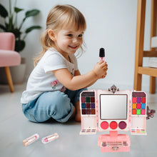 Load image into Gallery viewer, Kids Pink Beauty Make-Up Dresser Set – Foldable Vanity with Mirror, Light-Up Music, and Complete Makeup Accessories for Girls, Perfect for Pretend Play and Role-Playing Fun, Gift for Ages 3+