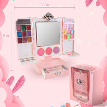 Load image into Gallery viewer, Kids Pink Beauty Make-Up Dresser Set – Foldable Vanity with Mirror, Light-Up Music, and Complete Makeup Accessories for Girls, Perfect for Pretend Play and Role-Playing Fun, Gift for Ages 3+
