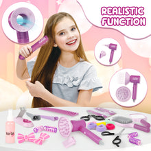 Load image into Gallery viewer, 27PCS Hair Salon Toys Sets Hairdressing Toy Role Play Stylist for Child 3+