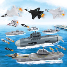 Load image into Gallery viewer, Aircraft Carrier Toy Military Submarine Naval Ship Battleship Play Set with 6 PCS Planes Toys for Kids-SUMC