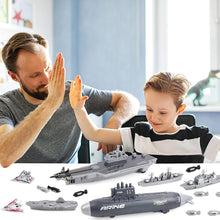 Load image into Gallery viewer, Aircraft Carrier Toy Military Submarine Naval Ship Battleship Play Set with 6 PCS Planes Toys for Kids-SUMC