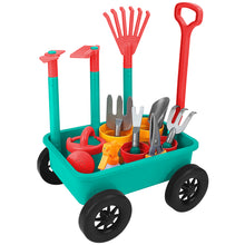 Load image into Gallery viewer, Pull along Wheelbarrow and Gardening Tools Play Set with Plant Pots Outdoors Toy for Kids with Plant Pots