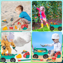 Load image into Gallery viewer, Pull along Wheelbarrow and Gardening Tools Play Set with Plant Pots Outdoors Toy for Kids with Plant Pots