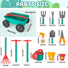 Load image into Gallery viewer, Pull along Wheelbarrow and Gardening Tools Play Set with Plant Pots Outdoors Toy for Kids with Plant Pots