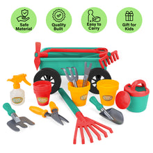 Load image into Gallery viewer, Pull along Wheelbarrow and Gardening Tools Play Set with Plant Pots Outdoors Toy for Kids with Plant Pots
