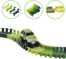 Load image into Gallery viewer, Slot Car Race Track Sets Dino World Flexible Race Track, Wooden Bridge, Ball & Car with Light Play Set