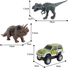 Load image into Gallery viewer, Slot Car Race Track Sets Dino World Flexible Race Track, Wooden Bridge, Ball & Car with Light Play Set