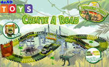 Load image into Gallery viewer, Slot Car Race Track Sets Dino World Flexible Race Track, Wooden Bridge, Ball & Car with Light Play Set