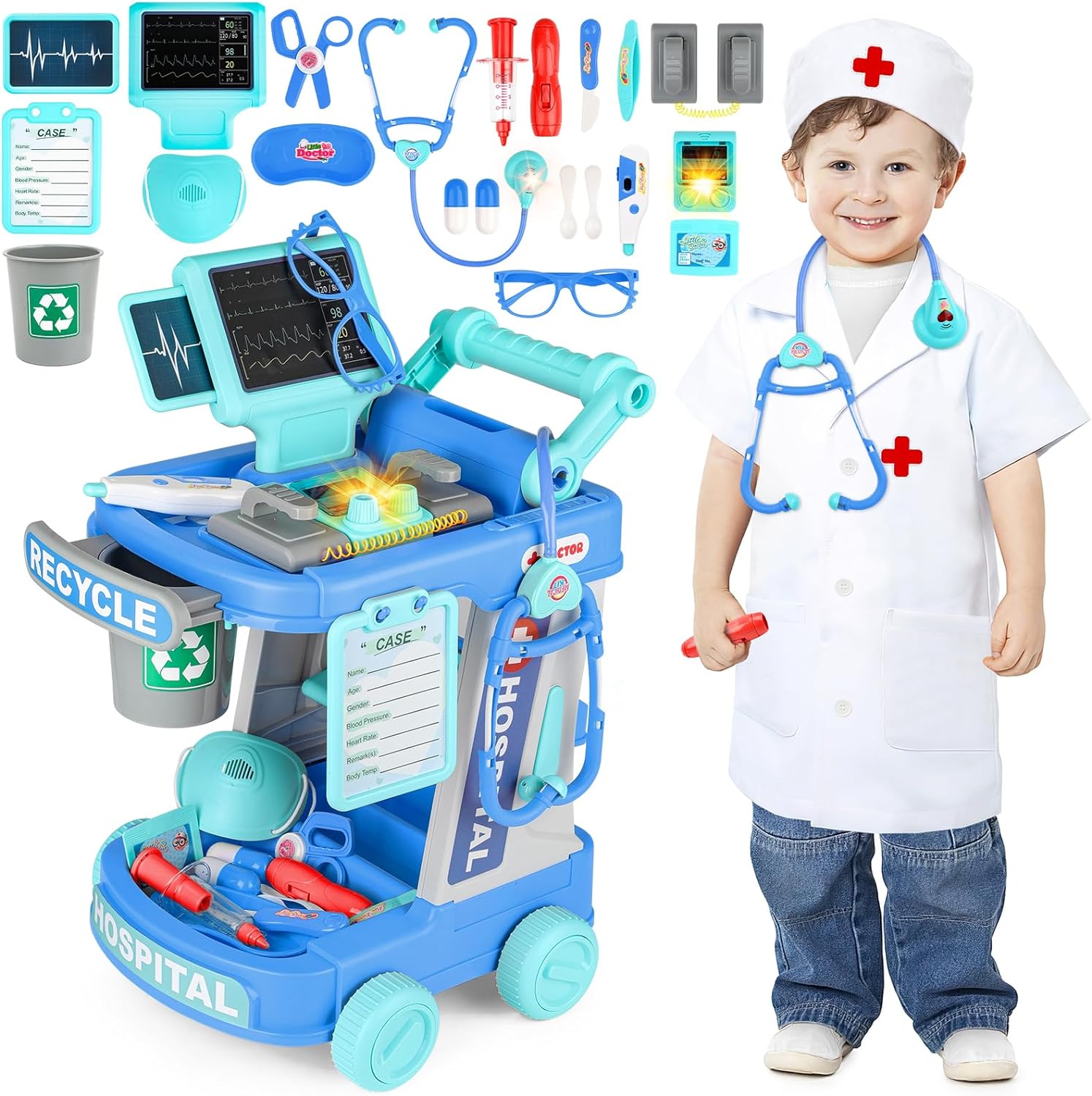 Multi-purpose Doctors Trolley Set for Kids Medical Centr Playsets