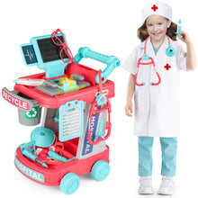 Load image into Gallery viewer, 22Pcs Educational Pretend Medical Station Set Doctor Children Role Play Trolley Set Gift for Kids age 3+