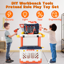 Load image into Gallery viewer, 4 in 1 Kids Portable Workbench 90 Pcs Transformable Tool Bench