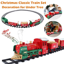 Load image into Gallery viewer, Christmas Theme Classic Train Set for Kids with Light Realistic Sounds, Smoke Effect 3 Cars carriage and Tracks For Christmas