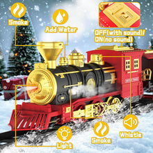 Load image into Gallery viewer, Red Christmas Tree Toy Steam Train Set with Lights Sounds Christmas Train Set Electric Train Sets for Kids Toy Christmas Under Tree Decoration