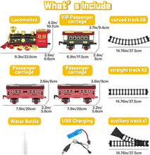 Load image into Gallery viewer, Red Christmas Tree Toy Steam Train Set with Lights Sounds Christmas Train Set Electric Train Sets for Kids Toy Christmas Under Tree Decoration