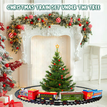 Load image into Gallery viewer, Electric Christmas Train Set with Deformable Carriage 4 Random Alloy Cars Sound Smoke and Cool Light Christmas Tree Train Gift for Kids