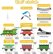 Load image into Gallery viewer, Green Christmas Tree Toy Steam Train Set w/ Lights Sounds Christmas Train Set Electric Train Sets for Kids Toy Christmas Under Tree Decoration