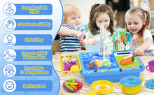 Load image into Gallery viewer, Kids Kitchen Sink Playset with Real Running Water ¨C Includes Colorful Food Accessories, Cookware, Hanging Rack, Chopping Board, and Ample Storage Space ¨C Fun and Educational Role-Play Toy for Boys and Girls Aged 3+
