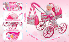Load image into Gallery viewer, 12-inch Baby Doll Feeding Play Set with Stroller High Chair, Feeding Set, Clothes, Storage Bag, Complete Nursery Kit Pretend Play Set Gift for Kids 3+