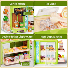 Load image into Gallery viewer, Supermarket Playset Deluxe Grocery Store with Cash Register & Coffee Maker Educational Role Play Toy for Toddlers & Kids (Green or Pink)