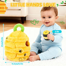 Load image into Gallery viewer, My First Honeybee Soft Plush Playset Interactive Hide & Seek Beehive Toy for Babies & Toddlers 5 Plush Bees & Squeezable Hive Montessori Early Learning Gift for 1-3 Years