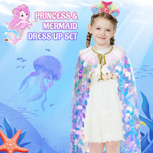 Load image into Gallery viewer, Princess Mermaid Sequins Cape Costume Set Role Play Fancy Dress Up for Kids Girl