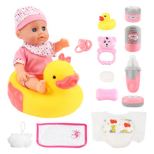 Load image into Gallery viewer, Baby Doll Bath Set with Floating Duck Ring and baby doll accessories SwimmingToy Baby Dolls Birthday Christmas Party Gift for Kids