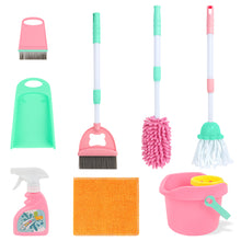 Load image into Gallery viewer, Household Cleaning Pretend Play Toy Set Housekeeping Broom Mop Duster Dustpan Brushes Cleaning Role Play Tools Gifts for Boys Girls