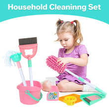 Load image into Gallery viewer, Household Cleaning Pretend Play Toy Set Housekeeping Broom Mop Duster Dustpan Brushes Cleaning Role Play Tools Gifts for Boys Girls