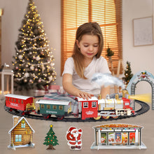 Load image into Gallery viewer, 13 Piece Classic Toy Train Set for Kids with Headlight Smoke Realistic Sounds 3 Car Carriage 11 Feet Track Kids Toys Prefect Christmas Gift