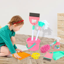 Load image into Gallery viewer, Household Cleaning Pretend Play Toy Set Housekeeping Broom Mop Duster Dustpan Brushes Cleaning Role Play Tools Gifts for Boys Girls