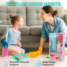 Load image into Gallery viewer, Household Cleaning Pretend Play Toy Set Housekeeping Broom Mop Duster Dustpan Brushes Cleaning Role Play Tools Gifts for Boys Girls