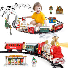 Load image into Gallery viewer, 13 Piece Classic Toy Train Set for Kids with Headlight Smoke Realistic Sounds 3 Car Carriage 11 Feet Track Kids Toys Prefect Christmas Gift