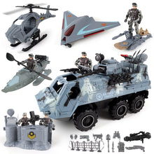 Load image into Gallery viewer, Soldier Army Men Action Figures with Military Vehicles Toys PlaysetToy Soldiers with Military Trucks Helicopter Boat for Birthday Christmas
