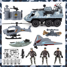 Load image into Gallery viewer, Soldier Army Men Action Figures with Military Vehicles Toys PlaysetToy Soldiers with Military Trucks Helicopter Boat for Birthday Christmas