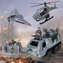 Load image into Gallery viewer, Soldier Army Men Action Figures with Military Vehicles Toys PlaysetToy Soldiers with Military Trucks Helicopter Boat for Birthday Christmas