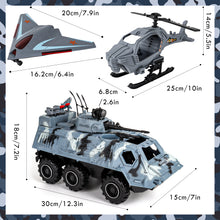 Load image into Gallery viewer, Soldier Army Men Action Figures with Military Vehicles Toys PlaysetToy Soldiers with Military Trucks Helicopter Boat for Birthday Christmas