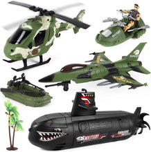 Load image into Gallery viewer, Army Men Action Figures Toy with Military Vehicles Helicopter Boat Aircraft Toys Playset Toy Soldiers Army Gift for Birthdays Christmas