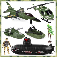 Load image into Gallery viewer, Army Men Action Figures Toy with Military Vehicles Helicopter Boat Aircraft Toys Playset Toy Soldiers Army Gift for Birthdays Christmas