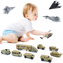 Load image into Gallery viewer, 12 Pieces Special Forces Assorted Military Vehicles Scaled Army Toy Play Set -Stealth Bomber Tank Helicopter Jets Kids Toy Christmas Gift