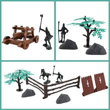 Load image into Gallery viewer, 76 Pcs Ancient Wars Play Set w/Castle Soldiers Shield Cart Ladder Flying Dragon Battlefield Accessories War Figures Toys Gift for Kids