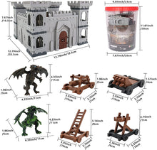 Load image into Gallery viewer, 76 Pcs Ancient Wars Play Set w/Castle Soldiers Shield Cart Ladder Flying Dragon Battlefield Accessories War Figures Toys Gift for Kids