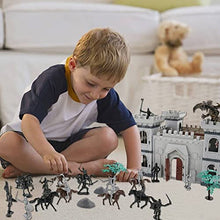 Load image into Gallery viewer, 76 Pcs Ancient Wars Play Set w/Castle Soldiers Shield Cart Ladder Flying Dragon Battlefield Accessories War Figures Toys Gift for Kids