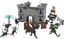Load image into Gallery viewer, 76 Pcs Ancient Wars Play Set w/Castle Soldiers Shield Cart Ladder Flying Dragon Battlefield Accessories War Figures Toys Gift for Kids