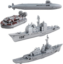 Load image into Gallery viewer, Model Ship Aircraft Carrier with Small Scale Model Planes, Trucks, Helicopter, Tank, Submarine, Battle Shops & Action Figures Included